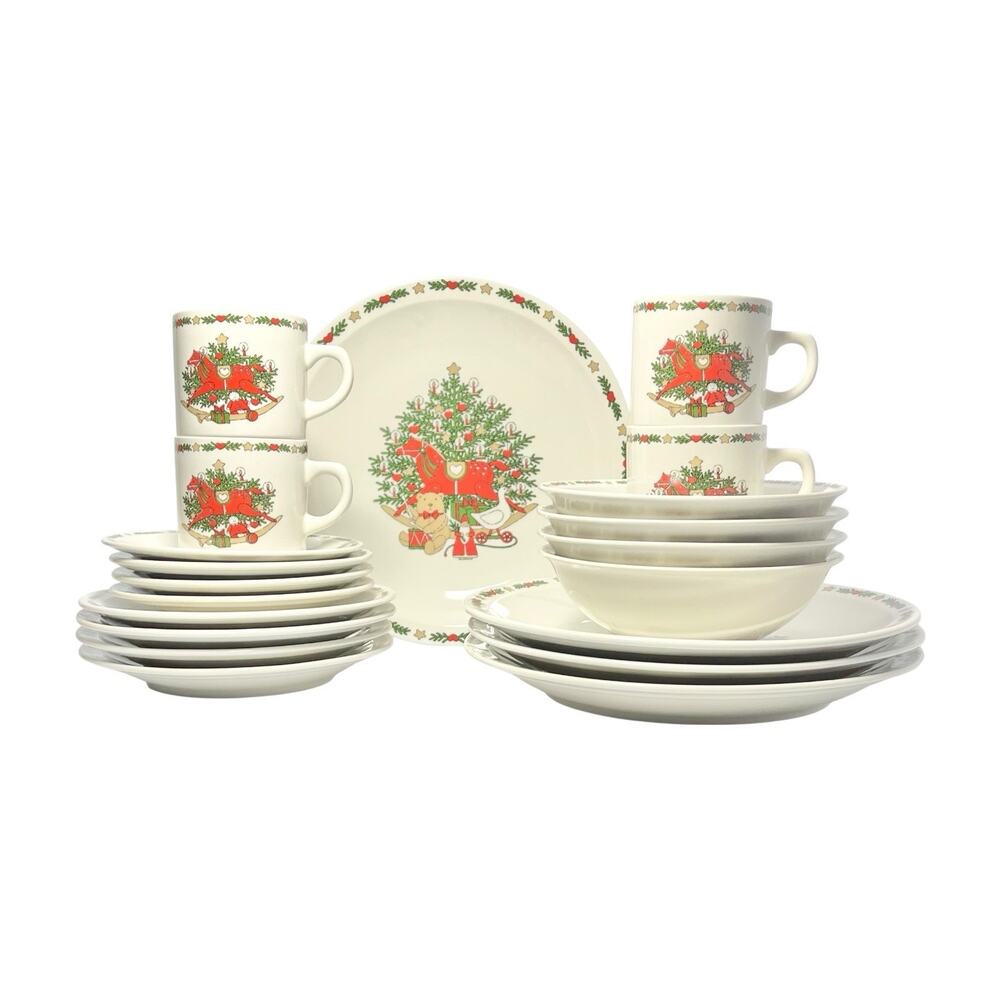 10 Strawberry Street “O’ Christmas Tree” 20-Piece Dinnerware Set, Service for 4